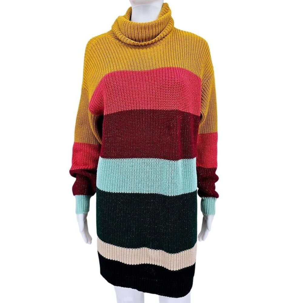 Farm Rio Anthropologie Boldy Striped Sweater Dress XS